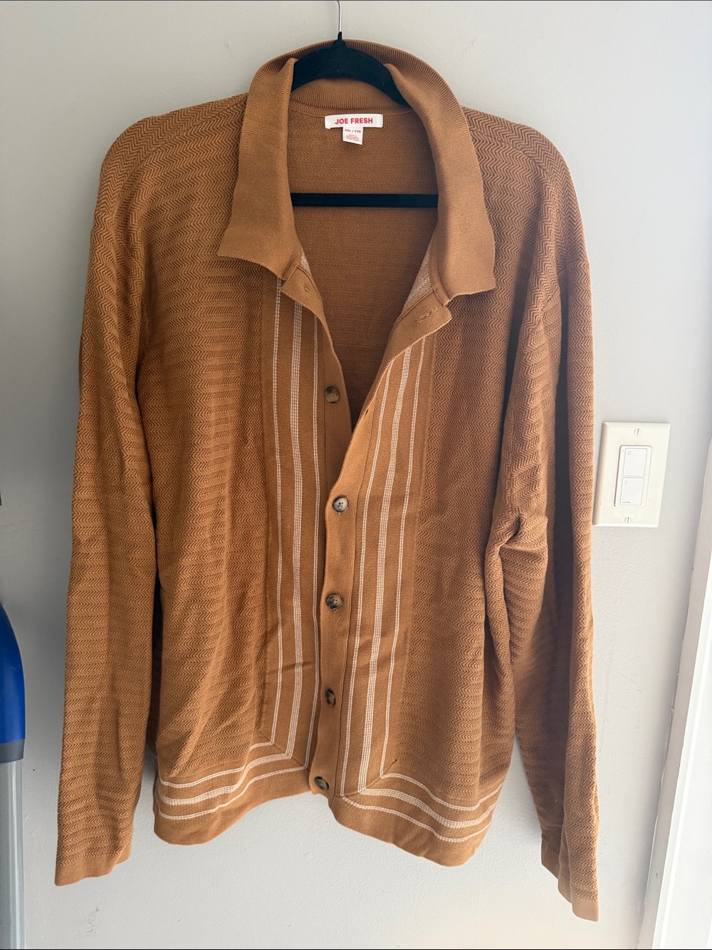 Joe Fresh Caramel Brown Button-Front Knit Cardigan with Collar